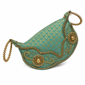 Embroidered Fortune Cookie Purse Beaded Evening Bag Asian Inspired Handbag